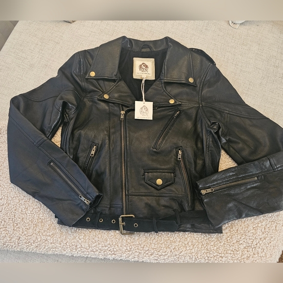 CHASING UNICORNS LONE STAR LEATHER BIKER JACKET NOIR (NWT) - Picture 12 of 17